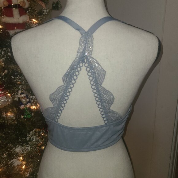 Victoria’s Secret Dream Angels Blue Lace Accent Padded Push Up Bra Size 34DD - Picture 5 of 5